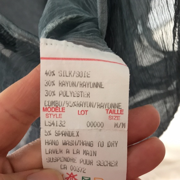 Two piece silk blend top in teal Boho style - Picture 3 of 5